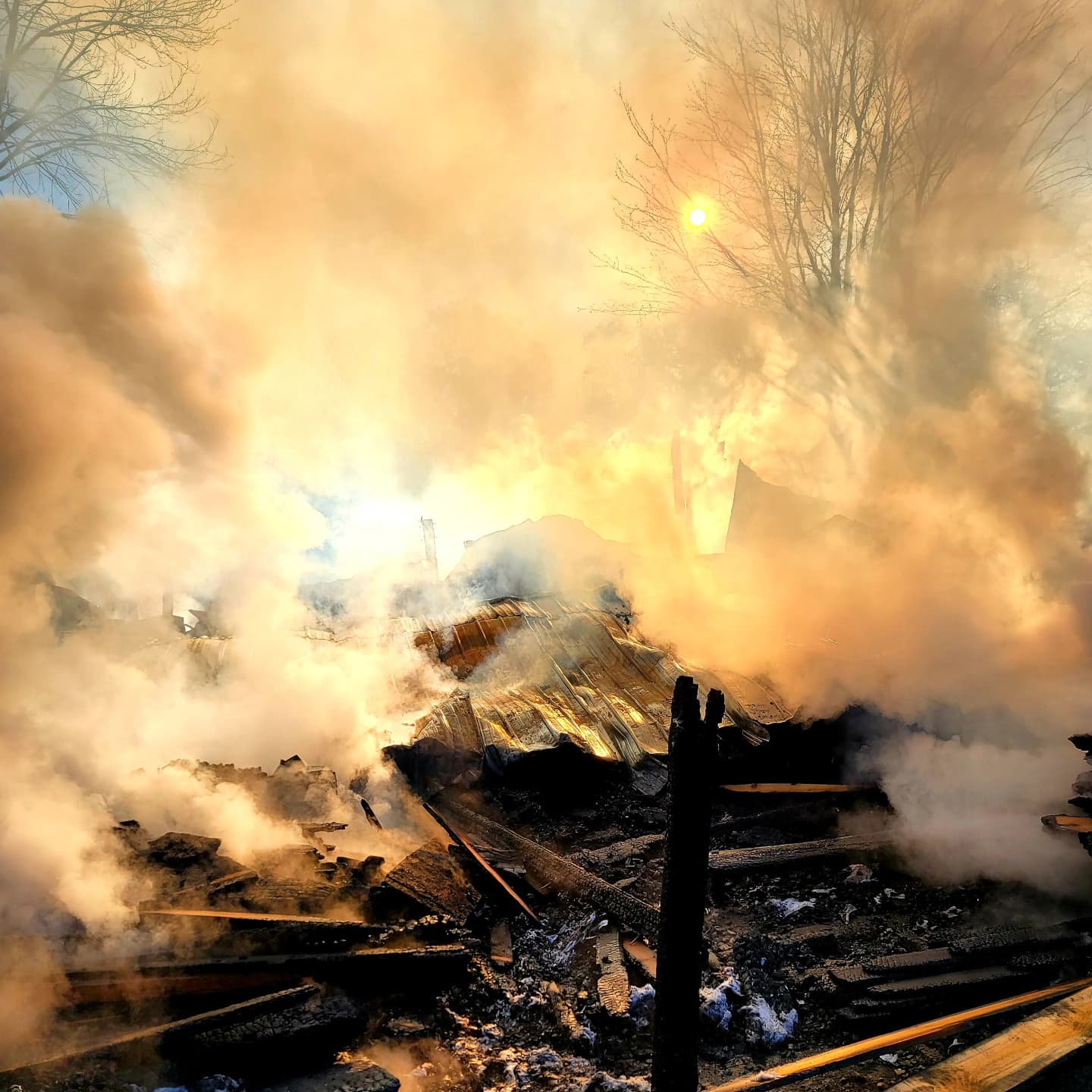 Early Morning Fire at Voluntown Lumber Yard