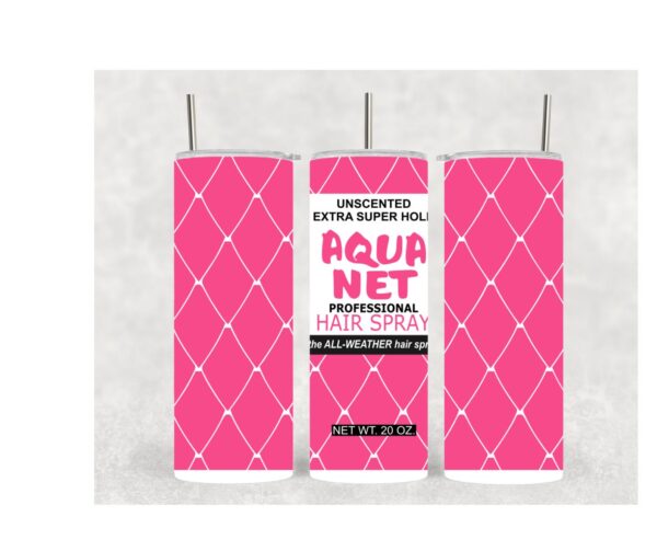 80's Retro Aqua Net 20 oz Tumbler | Vintage Hot Cold 80's Hairspray Water Bottle