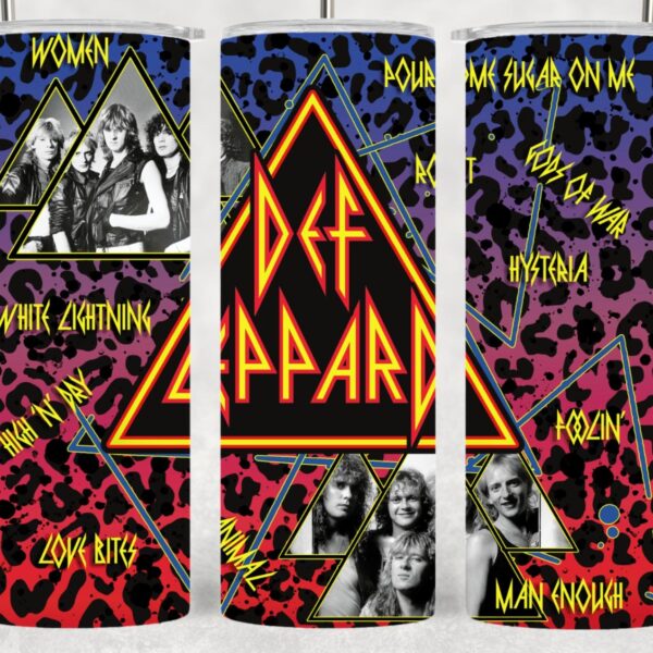 Def Leppard Inspired 80's Rock Tumbler | Pour Some Sugar on Me Retro Vintage Water Bottle Drinkware Cup