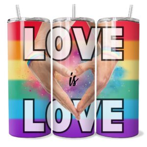 AWARENESS Love is Love Pride Stainless Steel 20oz Slim Tumbler Bottle Drinkware