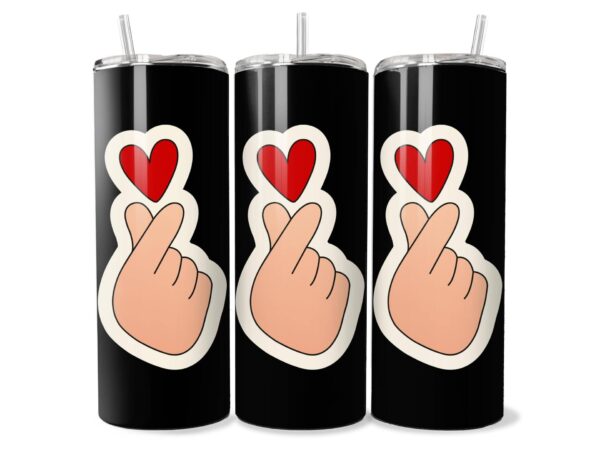 HOLIDAY LIMITED Valentine Finger Hearts 20oz Slim Stainless Steel Tumbler