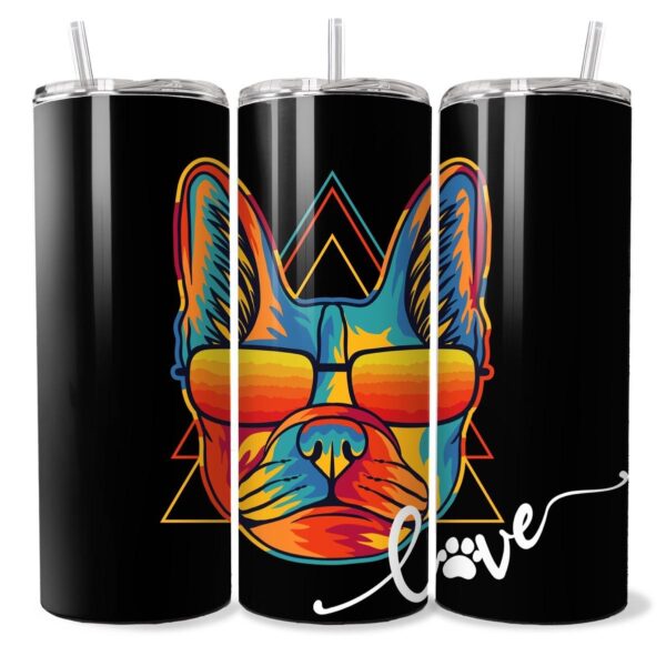 French Bulldog 80’s Style Frenchie Stainless Steel 20oz Slim Tumbler Bottle Drinkware