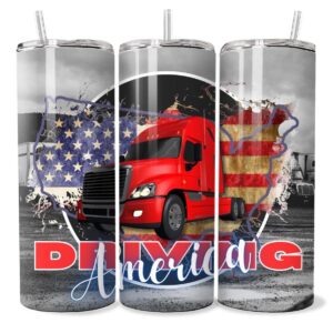 Driving America Salutes Stainless Steel 20oz Slim Tumbler Bottle Drinkware