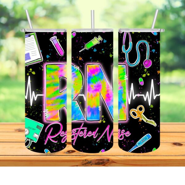 Retro 80's I Love My Favorite Nurse Tumbler | Vintage Feel RN Hot Cold Water Bottle | Throwback Registered Nurse Water Coffee Tumbler Drinkware Cup