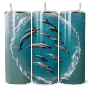 Dolphins Swimming in the Blue Ocean Tumbler