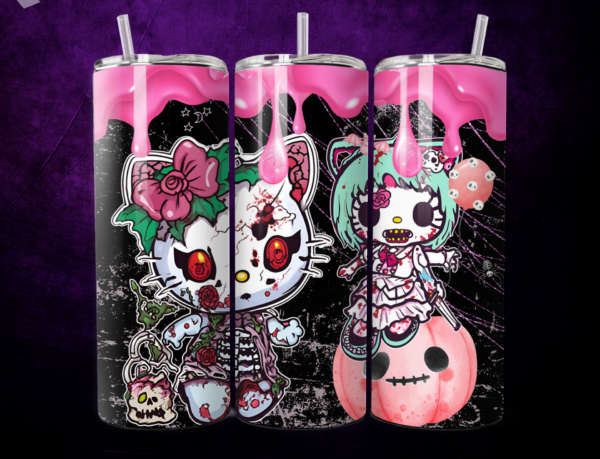 Hello Zombie Kitty Halloween Stainless Steel 20oz Slim Tumbler
