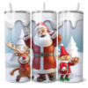 3D Santa, Rudolph and Elf Christmas Stainless Steel 20oz Slim Tumbler